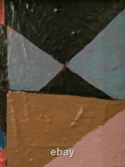 Tableau ancien huile sur toile composition abstraite géométrique Cagninacci XX