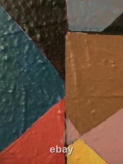 Tableau ancien huile sur toile composition abstraite géométrique Cagninacci XX