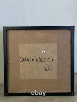 Tableau ancien huile sur toile composition abstraite géométrique Cagninacci XX