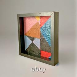 Tableau ancien huile sur toile composition abstraite géométrique Cagninacci XX