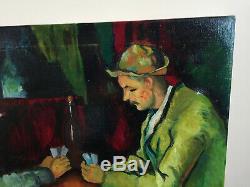 Tableau ancien huile sur toile daprès Cézanne (XXe-s) joueurs de cartes