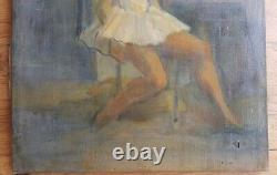Tableau ancien huile sur toile impressionnisme Marcel Cosson danseuse de ballet