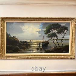 Tableau ancien huile sur toile marine Le Tallec Côte Normande