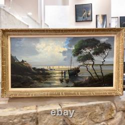 Tableau ancien huile sur toile marine Le Tallec Côte Normande