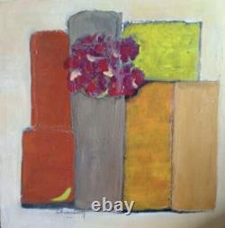 Tableau ancien huile sur toile nature morte cubique signée