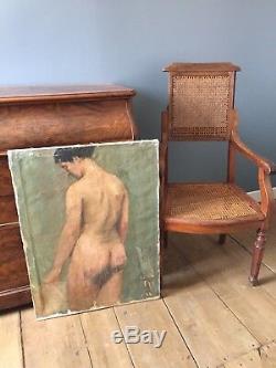 Tableau ancien huile sur toile nu féminin circa 1940-1950 benezit auction