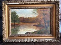 Tableau ancien, huile sur toile, paysage XIXe début XXe siècle, signé