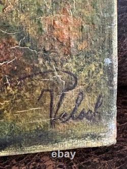 Tableau ancien, huile sur toile, paysage XIXe début XXe siècle, signé