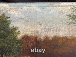 Tableau ancien, huile sur toile, paysage XIXe début XXe siècle, signé