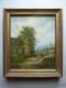 Tableau ancien, huile sur toile, paysage animé, signé A Vickers, XIXème