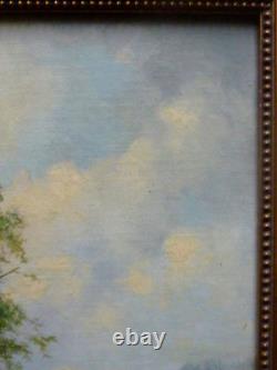 Tableau ancien, huile sur toile, paysage animé, signé A Vickers, XIXème