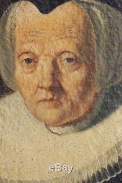 Tableau ancien huile sur toile portrait de vieille femme