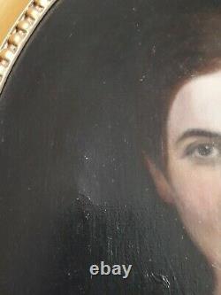 Tableau ancien huile sur toile portrait femme signé Danguien Paris