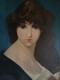 Tableau ancien huile sur toile portrait jeune femme brune' XX