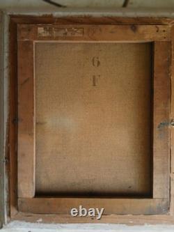 Tableau ancien huile sur toile portrait jeune femme brune' XX