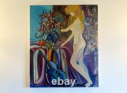 Tableau ancien huile sur toile signé nu féminin Antique oil painting on canvas