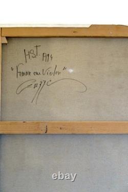 Tableau ancien huile sur toile signé nu féminin Antique oil painting on canvas