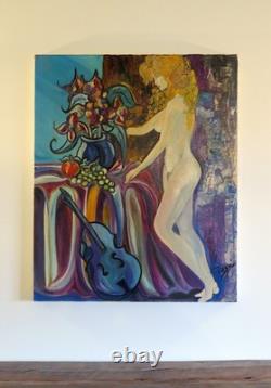 Tableau ancien huile sur toile signé nu féminin Antique oil painting on canvas