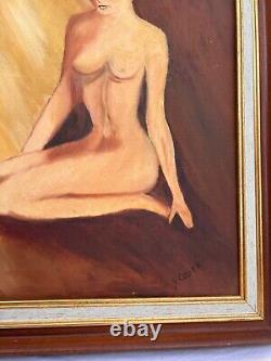 Tableau ancien huile sur toile signé portrait de femme nue