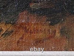 Tableau ancien huile sur toile signé scène d'intérieur