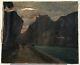 Tableau ancien huile sur toile signée paysage montagne fort Savoie 19ème siècle