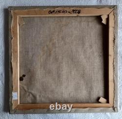 Tableau ancien huile toile composition abstraite moderne signé Orisio