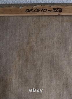 Tableau ancien huile toile composition abstraite moderne signé Orisio