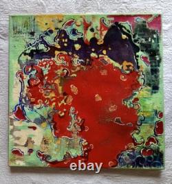 Tableau ancien huile toile composition abstraite moderne signé Orisio