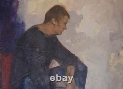 Tableau ancien huile toile portrait masculin