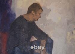 Tableau ancien huile toile portrait masculin