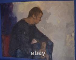 Tableau ancien huile toile portrait masculin