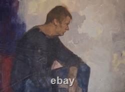 Tableau ancien huile toile portrait masculin