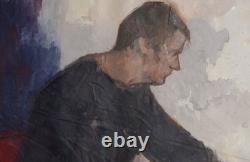Tableau ancien huile toile portrait masculin