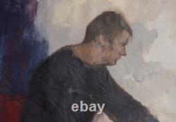 Tableau ancien huile toile portrait masculin