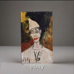 Tableau ancien huile toile scène de genre portrait Clown triste fauvisme Fabry