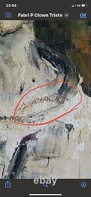 Tableau ancien huile toile scène de genre portrait Clown triste fauvisme Fabry