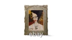 Tableau ancien huile toile scène de genre portrait Clown triste fauvisme Fabry