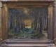 Tableau ancien, impresionniste Paysage allée de platanes huile 40x30 cm