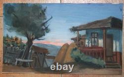 Tableau ancien impressionnisme européen paysage à l'huile