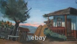 Tableau ancien impressionnisme européen paysage à l'huile