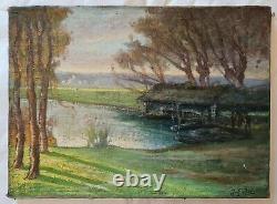 Tableau ancien impressionniste par J. Enders (1862-1936) huile 30cm x 40, cm