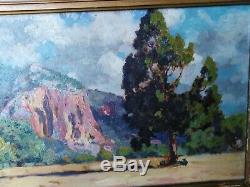 Tableau ancien impressionniste paysage Luberon provence french landscape