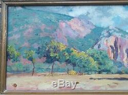 Tableau ancien impressionniste paysage Luberon provence french landscape