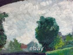 Tableau ancien les quais de Seine animé Paris Notre-Dame pont Style Lucien Genin
