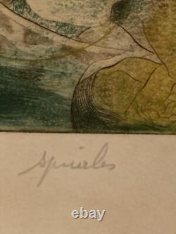 Tableau ancien lithographie originale Spirales N 28/30 style Albert-Edgar Yersin