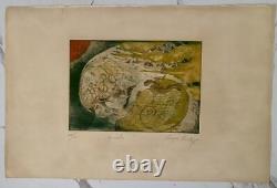 Tableau ancien lithographie originale Spirales N 28/30 style Albert-Edgar Yersin