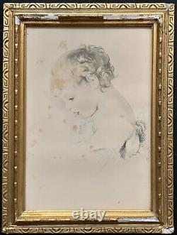 Tableau ancien lithographie portrait jeune fille THOMAS LAWRENCE Old Master