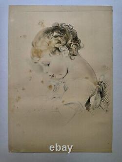 Tableau ancien lithographie portrait jeune fille THOMAS LAWRENCE Old Master