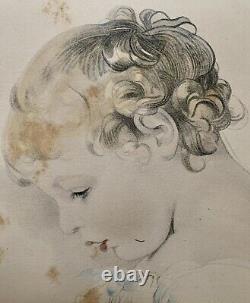 Tableau ancien lithographie portrait jeune fille THOMAS LAWRENCE Old Master