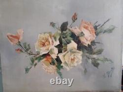 Tableau ancien nature morte au Roses La Toile Ancienne